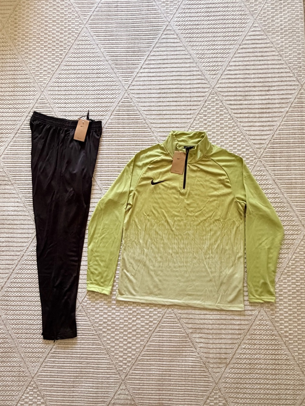 Nike Lime Green Half-Zip Top with Black pants tracksuit